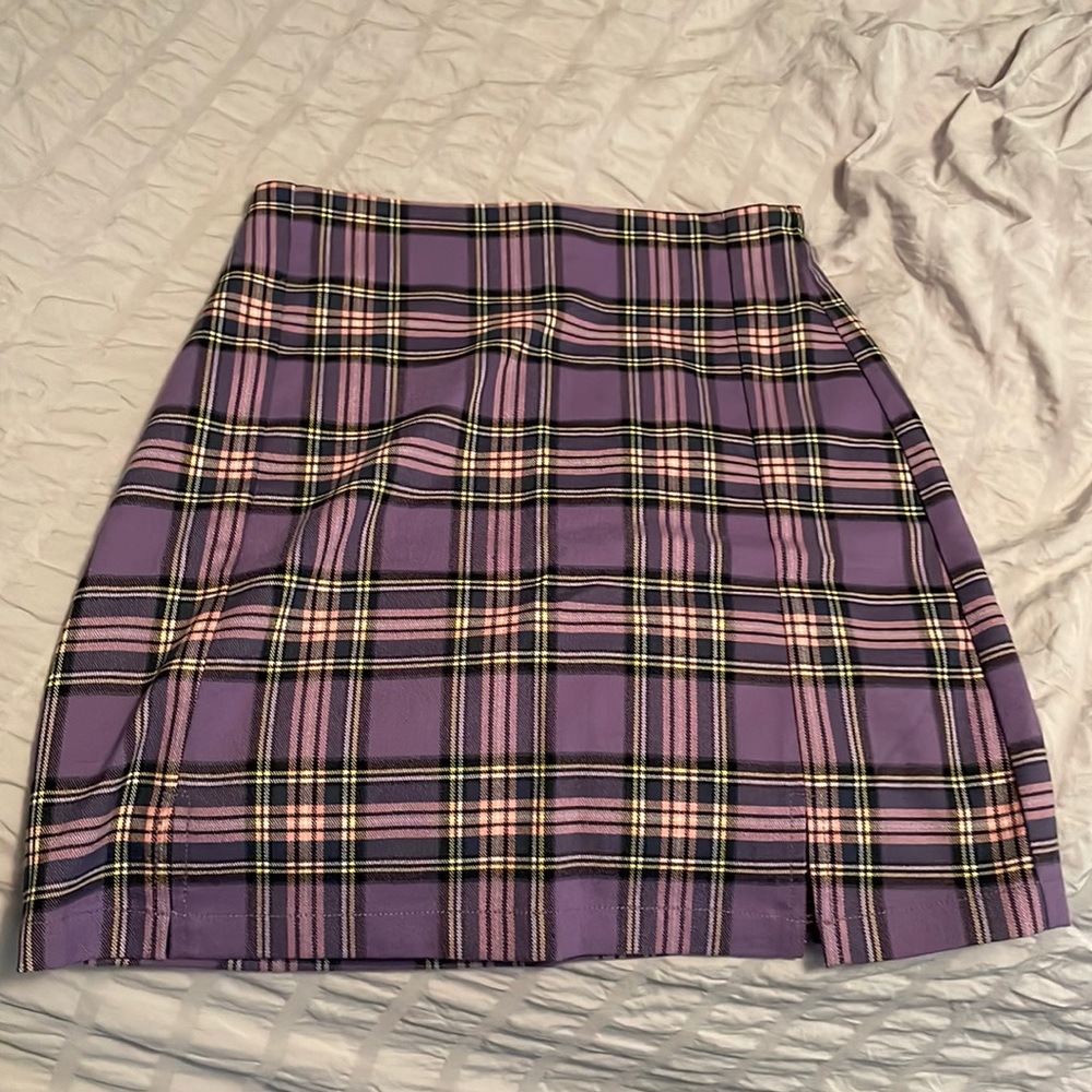 brandy Melville purple plaid skirt